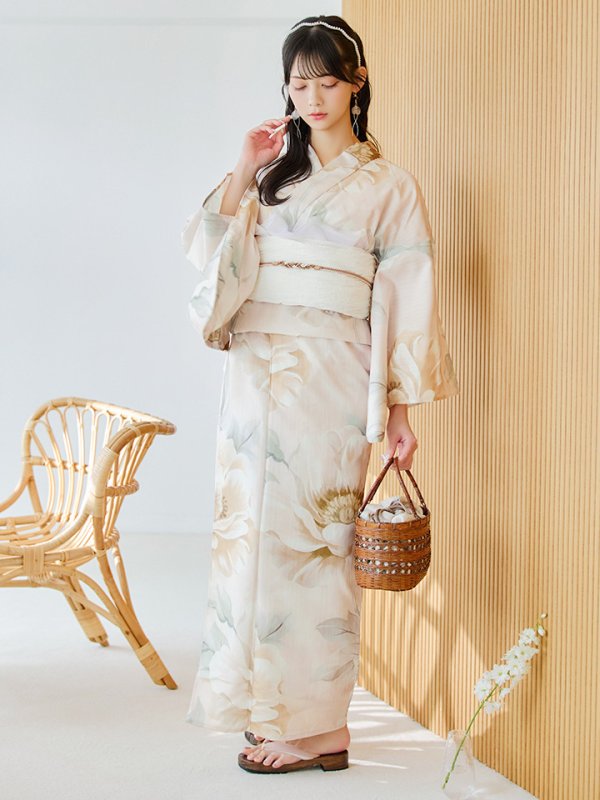 画像14: 【即日発送】クリームイエローピオニー浴衣【浴衣３点セット 浴衣/帯/下駄】[YMT]