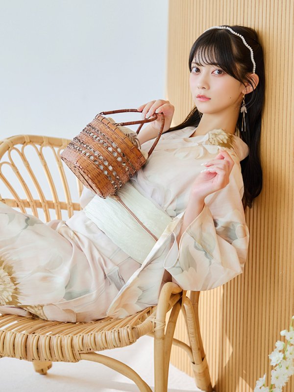 画像5: 【即日発送】クリームイエローピオニー浴衣【浴衣３点セット 浴衣/帯/下駄】[YMT]