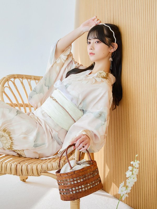 画像6: 【即日発送】クリームイエローピオニー浴衣【浴衣３点セット 浴衣/帯/下駄】[YMT]