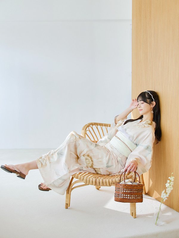 画像8: 【即日発送】クリームイエローピオニー浴衣【浴衣３点セット 浴衣/帯/下駄】[YMT]