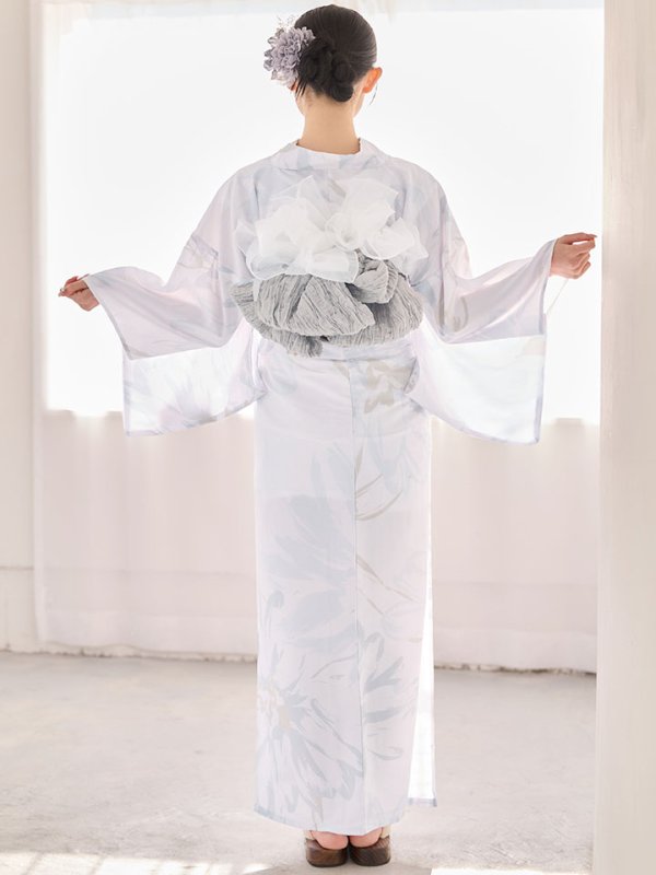 画像18: 送料無料！【即日発送】ニュアンスフラワーホワイト浴衣【浴衣３点セット 浴衣/帯/下駄】[OF04]