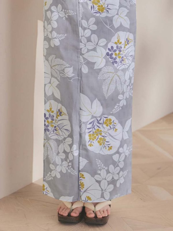 画像24: 【即日発送】グレー×フラワー浴衣【浴衣３点セット 浴衣/帯/下駄】[OF04]