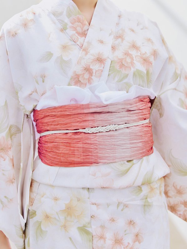 画像15: 【即日発送！】クリームイエロー×オレンジ紫陽花浴衣【浴衣３点セット 浴衣/帯/下駄】[YMT]