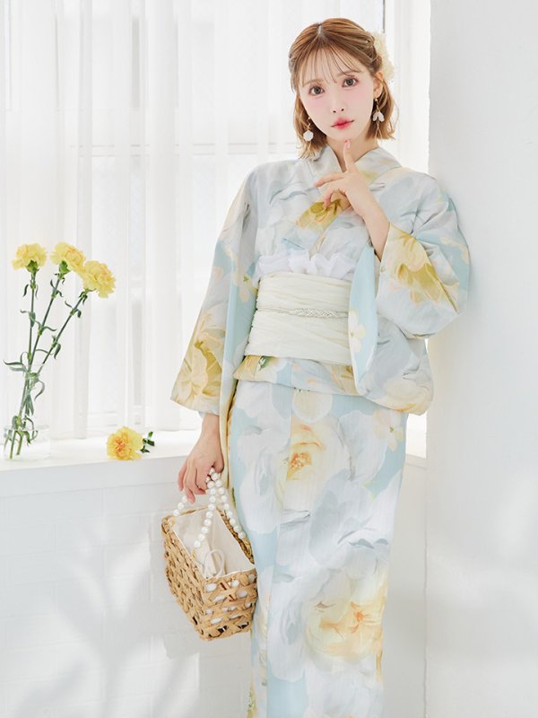 画像36: ニュアンス牡丹ペールトーン浴衣【浴衣３点セット 浴衣/帯/下駄】[YMT]