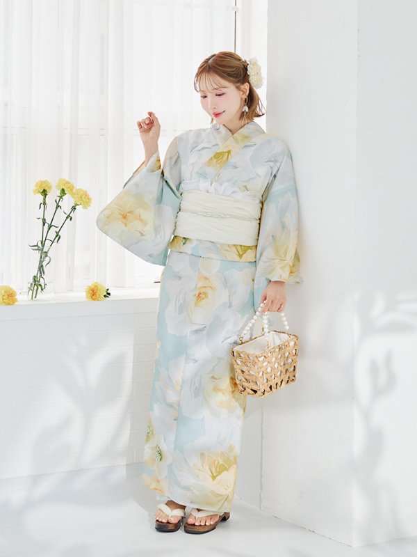 画像39: ニュアンス牡丹ペールトーン浴衣【浴衣３点セット 浴衣/帯/下駄】[YMT]