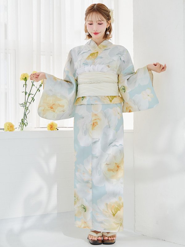 画像30: ニュアンス牡丹ペールトーン浴衣【浴衣３点セット 浴衣/帯/下駄】[YMT]