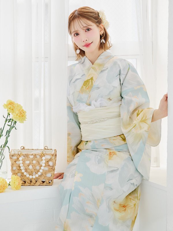 画像32: ニュアンス牡丹ペールトーン浴衣【浴衣３点セット 浴衣/帯/下駄】[YMT]