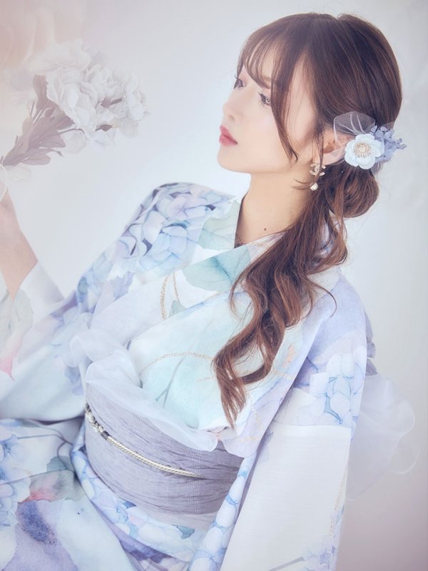 画像3: 【即日発送】シャーベット水彩紫陽花浴衣【浴衣３点セット 浴衣/帯/下駄】[OF04]