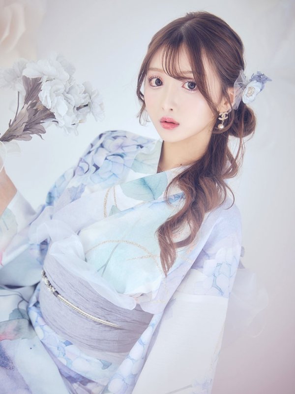 画像4: 【即日発送】シャーベット水彩紫陽花浴衣【浴衣３点セット 浴衣/帯/下駄】[OF04]