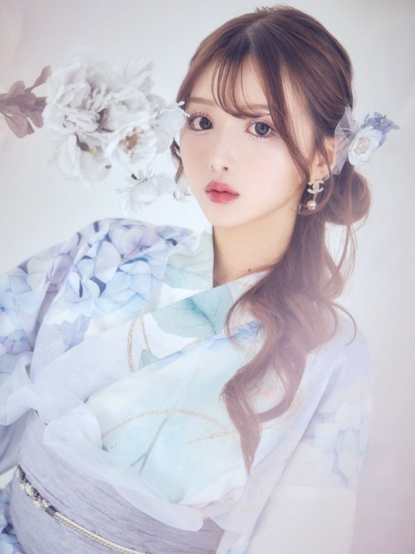 画像5: 【即日発送】シャーベット水彩紫陽花浴衣【浴衣３点セット 浴衣/帯/下駄】[OF04]