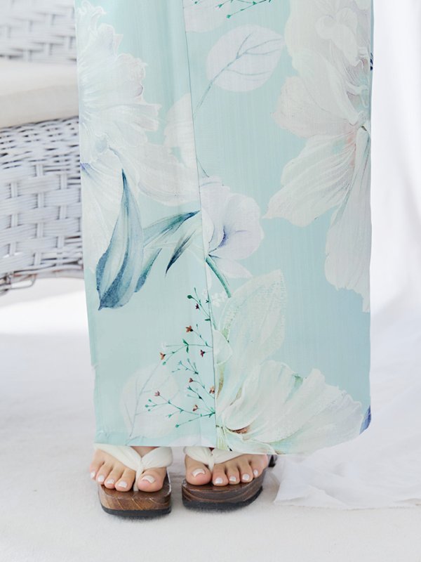 画像15: 【即日発送】洋モダンミントグリーン浴衣【浴衣３点セット 浴衣/帯/下駄】[YMT]