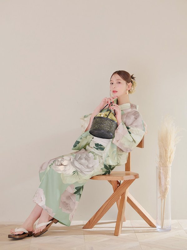 画像10: 【即日発送】アンティークフラワーモダン浴衣【浴衣３点セット 浴衣/帯/下駄】[YMT]