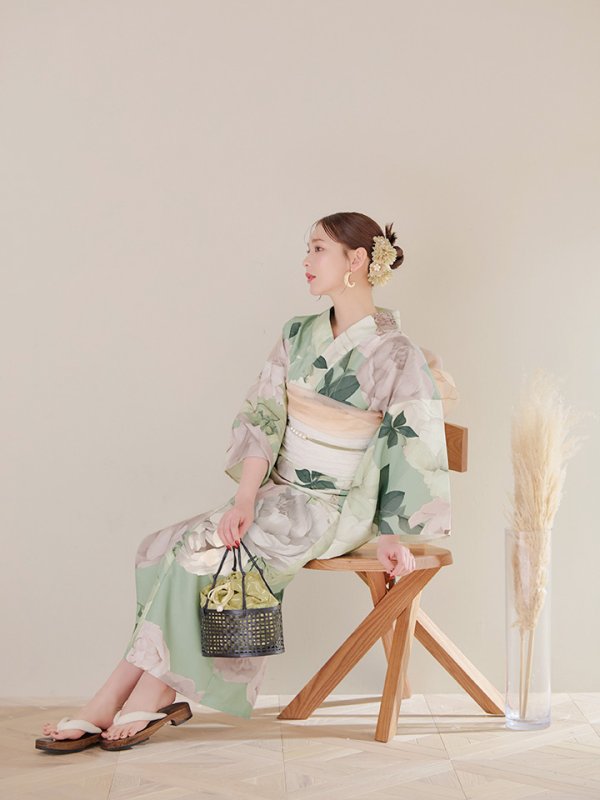 画像11: 【即日発送】アンティークフラワーモダン浴衣【浴衣３点セット 浴衣/帯/下駄】[YMT]