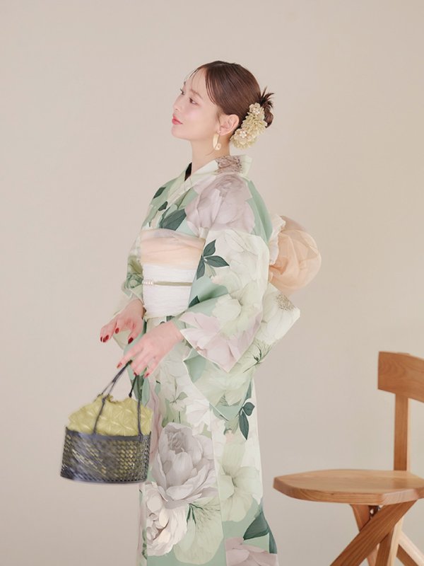 画像12: 【即日発送】アンティークフラワーモダン浴衣【浴衣３点セット 浴衣/帯/下駄】[YMT]