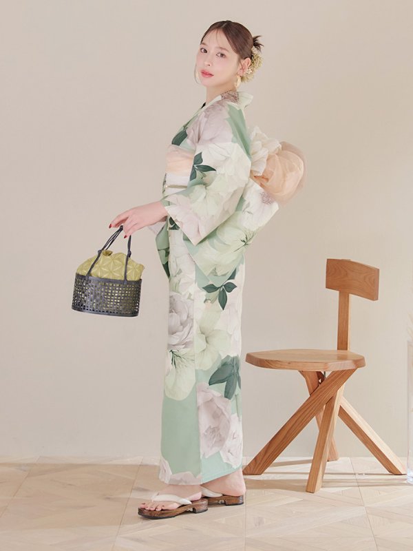 画像14: 【即日発送】アンティークフラワーモダン浴衣【浴衣３点セット 浴衣/帯/下駄】[YMT]