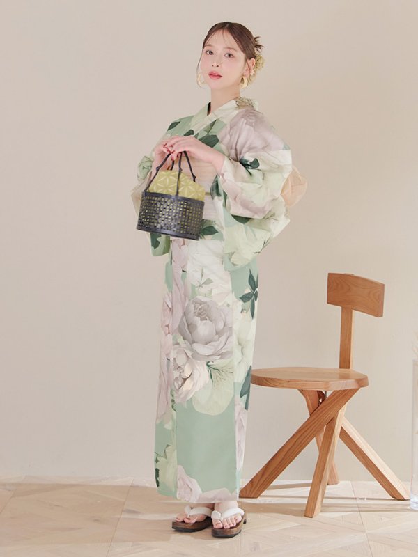 画像15: 【即日発送】アンティークフラワーモダン浴衣【浴衣３点セット 浴衣/帯/下駄】[YMT]