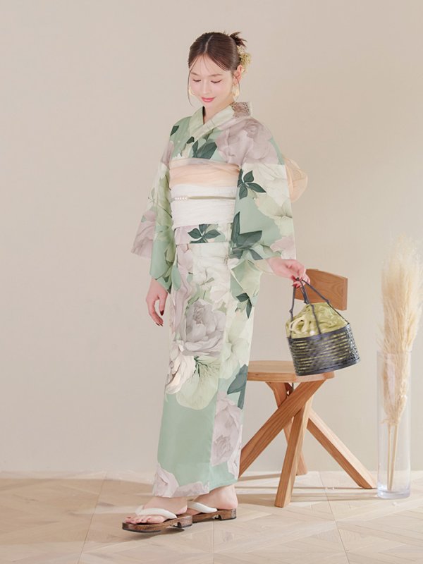画像16: 【即日発送】アンティークフラワーモダン浴衣【浴衣３点セット 浴衣/帯/下駄】[YMT]
