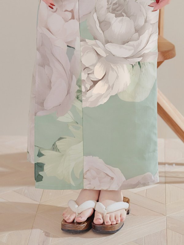 画像19: 【即日発送】アンティークフラワーモダン浴衣【浴衣３点セット 浴衣/帯/下駄】[YMT]