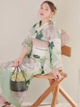 アンティークフラワーモダン浴衣 OBI-siwa-200-kj-13-OW / HIMO-901-wk-5-KHA / HEKO-800-sb-11-MOC / YA-1066-kj-IV / YA-1066-kj-B / GETA-01-kj-3-IV / [YMT]