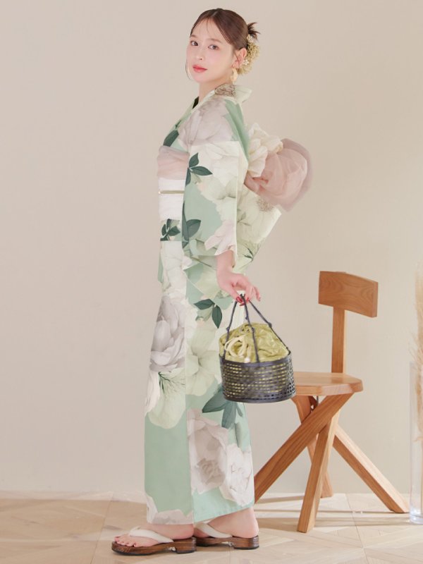 画像3: 【即日発送】アンティークフラワーモダン浴衣【浴衣３点セット 浴衣/帯/下駄】[YMT]