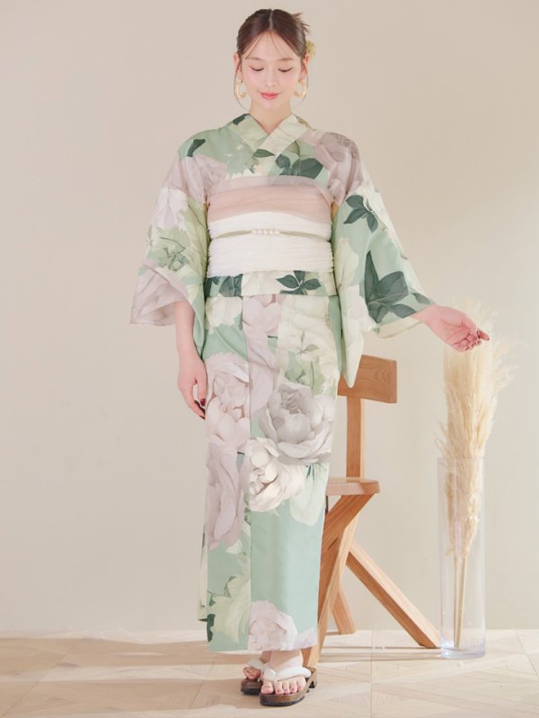 画像4: 【即日発送】アンティークフラワーモダン浴衣【浴衣３点セット 浴衣/帯/下駄】[YMT]