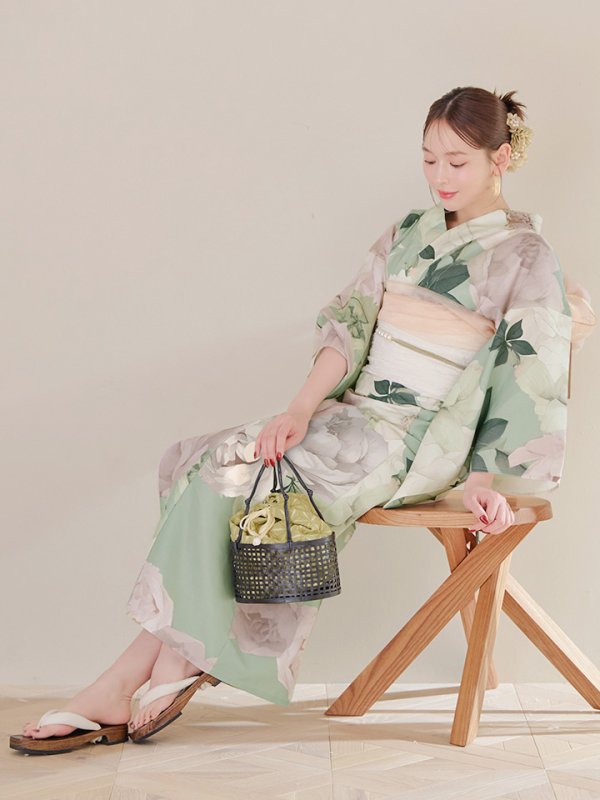 画像7: 【即日発送】アンティークフラワーモダン浴衣【浴衣３点セット 浴衣/帯/下駄】[YMT]