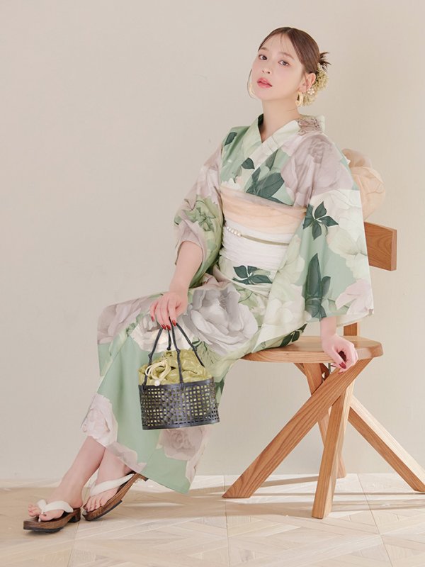 画像8: 【即日発送】アンティークフラワーモダン浴衣【浴衣３点セット 浴衣/帯/下駄】[YMT]