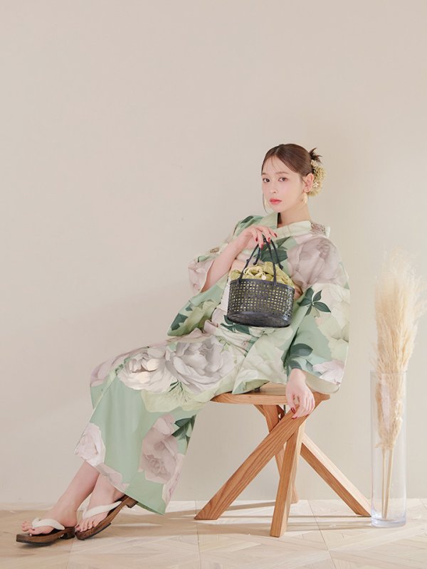 画像9: 【即日発送】アンティークフラワーモダン浴衣【浴衣３点セット 浴衣/帯/下駄】[YMT]