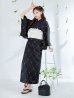 画像11: アーガイルビジュー浴衣【浴衣３点セット 浴衣/帯/下駄】OBI-siwa-204-wk-12-OW / HIMO-906-yn-PEARL / HEKO-800-sb-5-W / YA-1080-kj-B / GETA-01-kj-1-B/ [YMT]