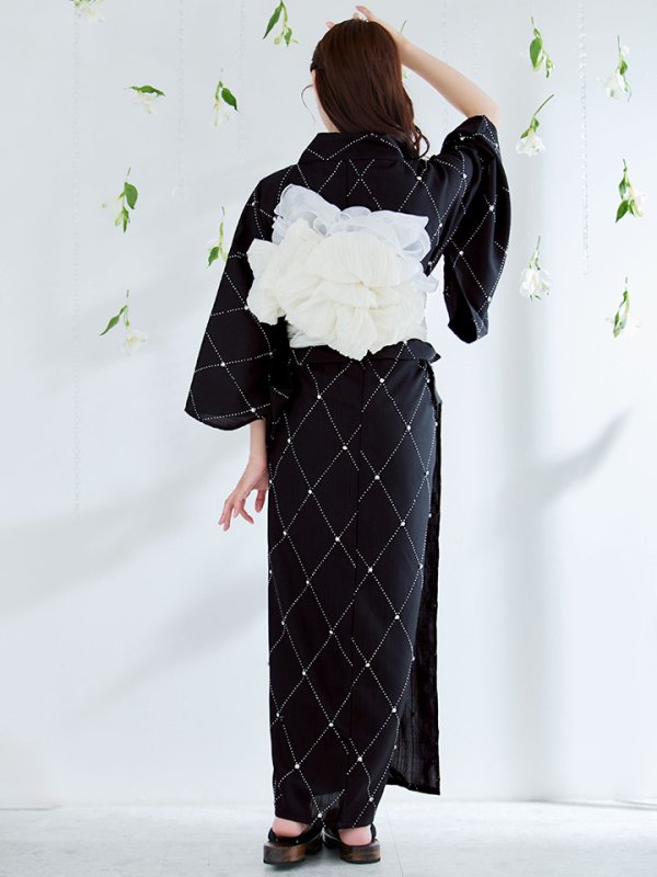 画像17: 【即日発送】アーガイルビジュー浴衣【浴衣３点セット 浴衣/帯/下駄】[YMT]