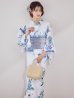 画像2: 瑠璃色ビオラブーケ浴衣【浴衣３点セット 浴衣/帯/下駄】[YMT] (2)