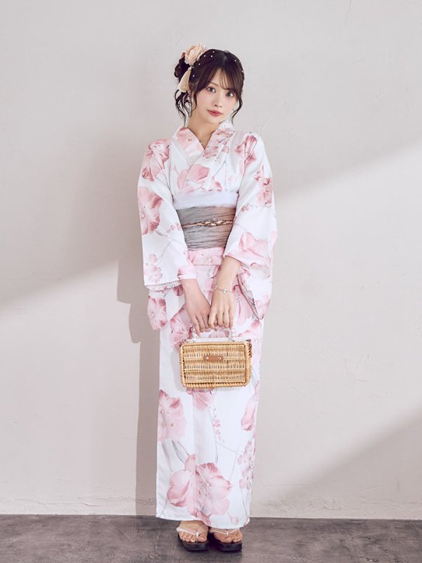 画像16: 【即日発送】ニュアンスピンク水彩朝顔浴衣 【浴衣3点セット 浴衣/帯/下駄】[OF04]