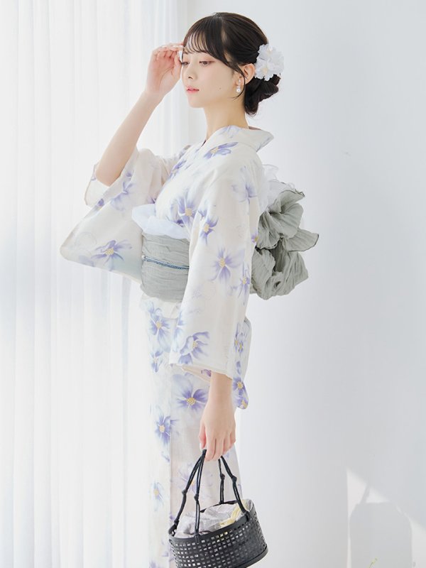 画像10: 【即日発送】紫の花揺蕩う浴衣【浴衣３点セット 浴衣/帯/下駄】[YMT]