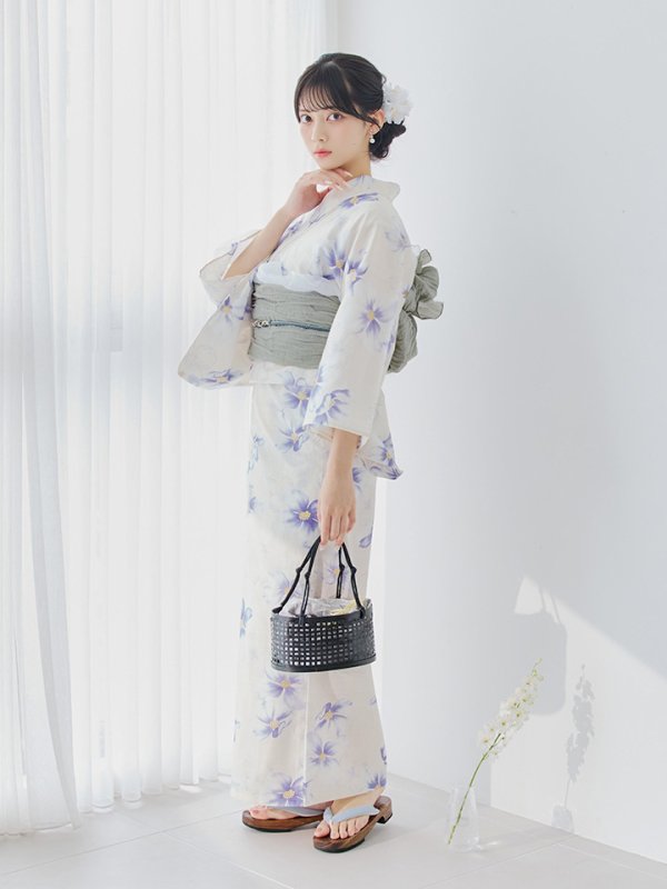 画像12: 【即日発送】紫の花揺蕩う浴衣【浴衣３点セット 浴衣/帯/下駄】[YMT]