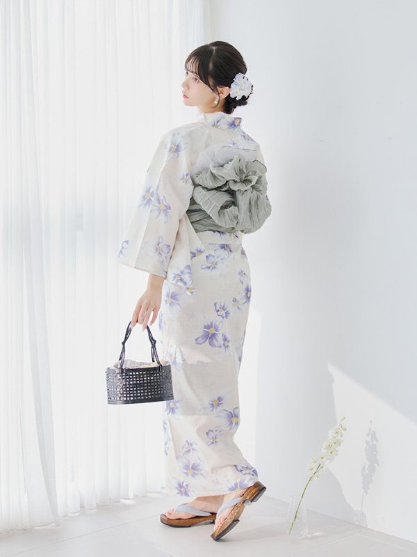 画像13: 【即日発送】紫の花揺蕩う浴衣【浴衣３点セット 浴衣/帯/下駄】[YMT]