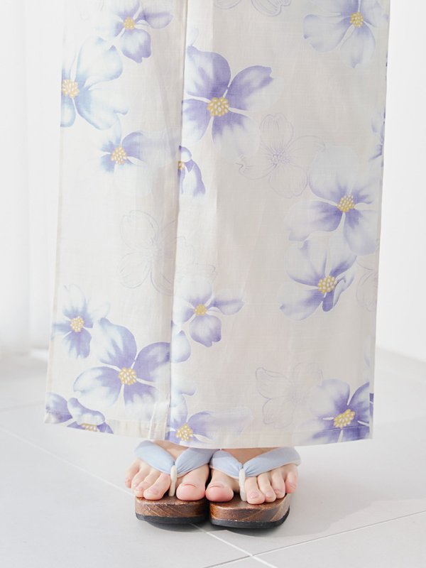 画像16: 【即日発送】紫の花揺蕩う浴衣【浴衣３点セット 浴衣/帯/下駄】[YMT]