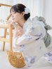 画像1: 【予約 / 5月中旬発送予定】紫の花揺蕩う浴衣 OBI-siwa-204-wk-11-LGY / HIMO-900-yn-2-DusBL / HEKO-800-sb-5-W / YA-1068-kn-W / GETA-01-kj-2-BL/ [/OF01] (1)