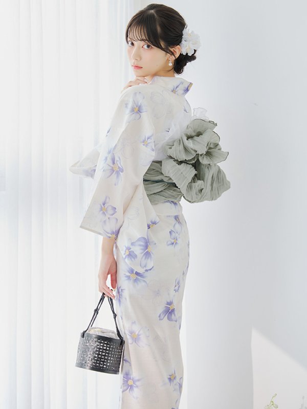 画像4: 【即日発送】紫の花揺蕩う浴衣【浴衣３点セット 浴衣/帯/下駄】[YMT]