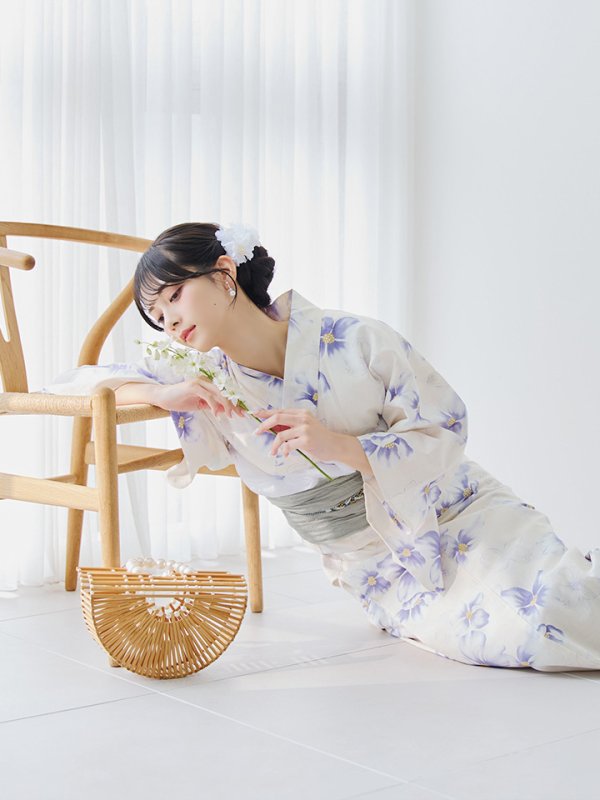画像7: 【即日発送】紫の花揺蕩う浴衣【浴衣３点セット 浴衣/帯/下駄】[YMT]