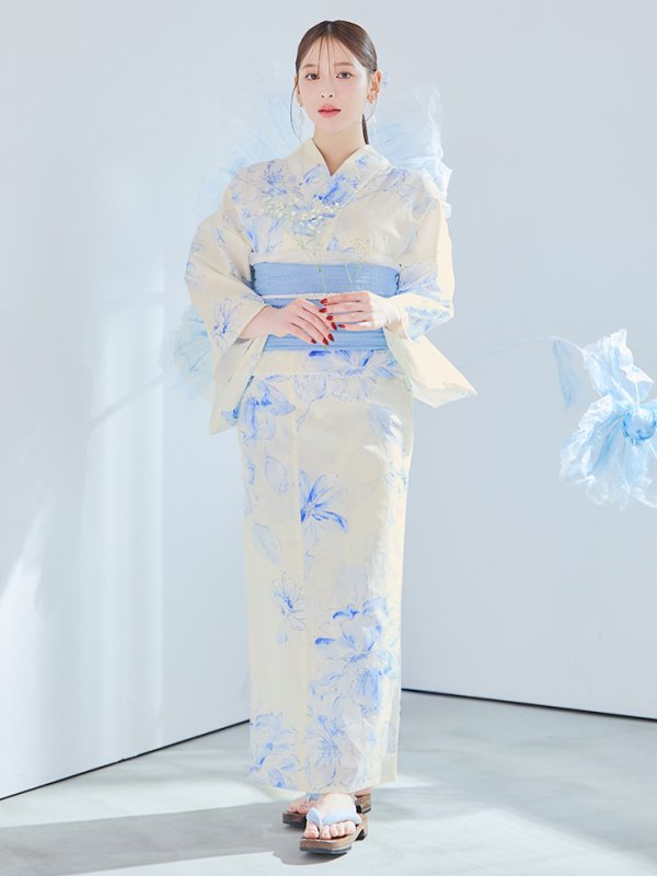 画像5: 【即日発送】グラデーションブルー牡丹和モダン浴衣【浴衣３点セット 浴衣/帯/下駄】[YMT]
