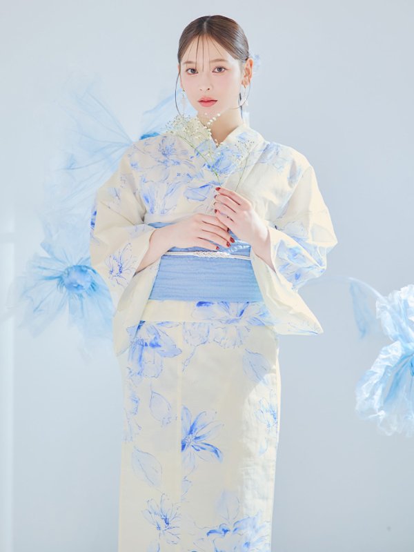 画像7: 【即日発送】グラデーションブルー牡丹和モダン浴衣【浴衣３点セット 浴衣/帯/下駄】[YMT]