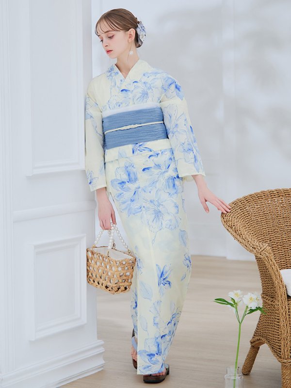 画像29: 【即日発送】グラデーションブルー牡丹和モダン浴衣【浴衣３点セット 浴衣/帯/下駄】[YMT]