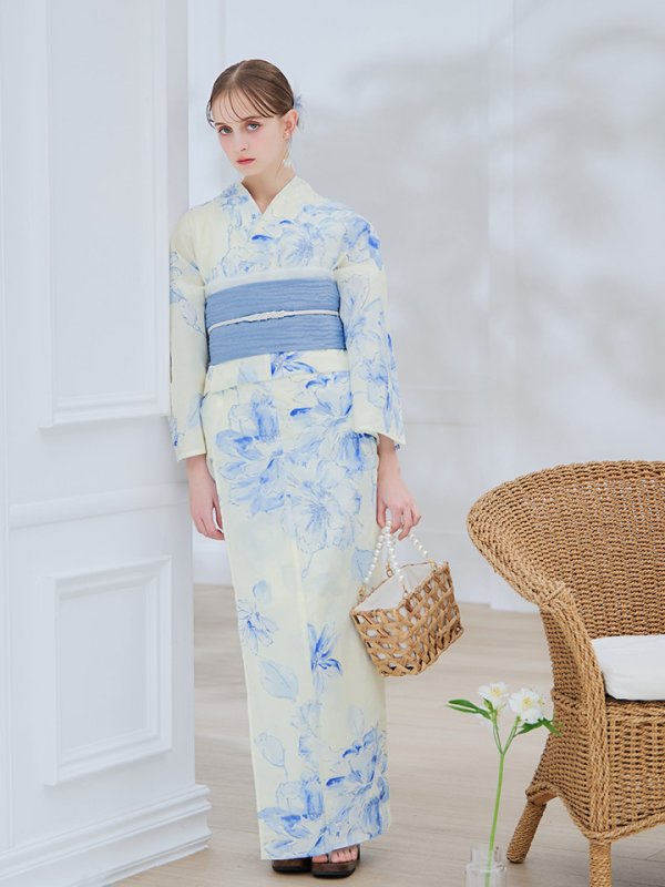 画像28: 【即日発送】グラデーションブルー牡丹和モダン浴衣【浴衣３点セット 浴衣/帯/下駄】[YMT]