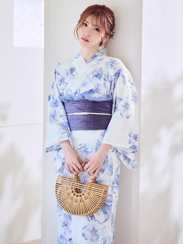 画像10: モダンフラワー大人エレガント浴衣【浴衣３点セット 浴衣/帯/下駄】[OF04]