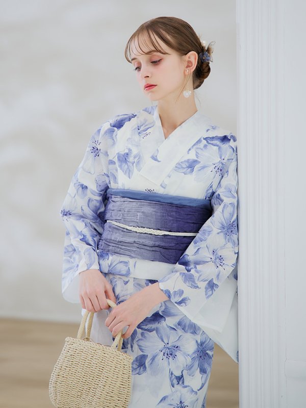 画像10: 【即日発送】モダンフラワー大人エレガント浴衣【浴衣３点セット 浴衣/帯/下駄】[OF04]