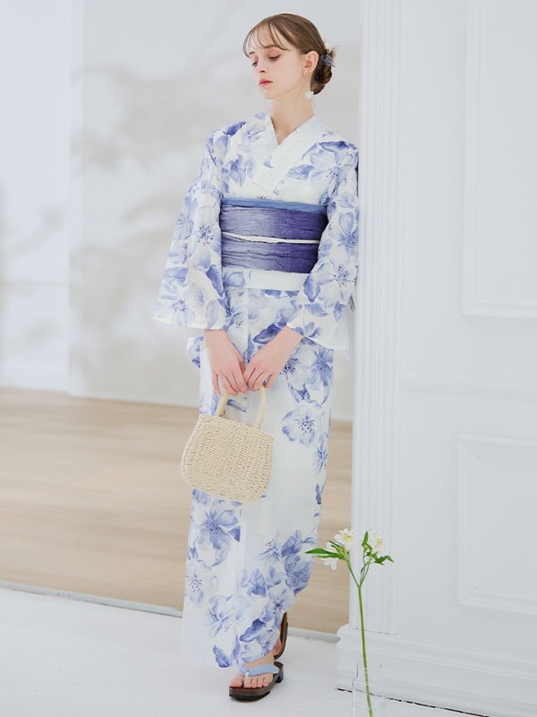 画像8: 【即日発送】モダンフラワー大人エレガント浴衣【浴衣３点セット 浴衣/帯/下駄】[OF04]
