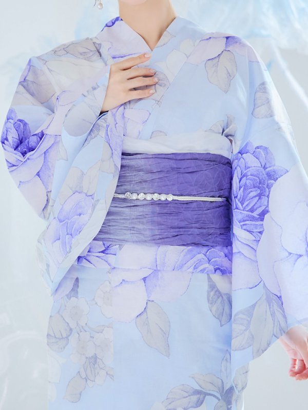 画像18: 【即日発送】アンティークブルーローズ浴衣【浴衣３点セット 浴衣/帯/下駄】[YMT]