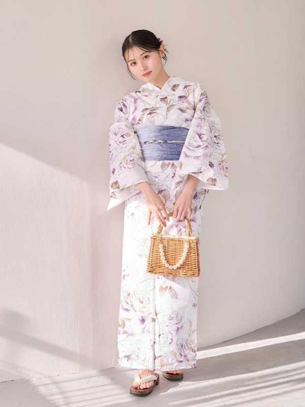 画像10: 【即日発送】藤霞のアンティークローズ浴衣【浴衣３点セット 浴衣/帯/下駄】[OF04/HC03]