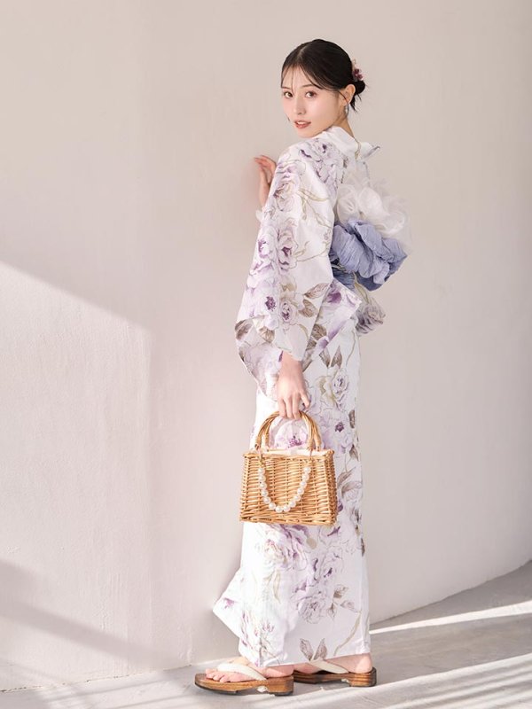 画像13: 【即日発送】藤霞のアンティークローズ浴衣【浴衣３点セット 浴衣/帯/下駄】[OF04/HC03]