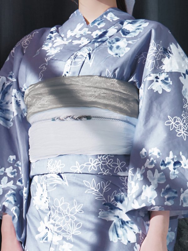 画像19: 【即日発送】グレイ×モードフラワー浴衣【浴衣３点セット 浴衣/帯/下駄】[YMT]